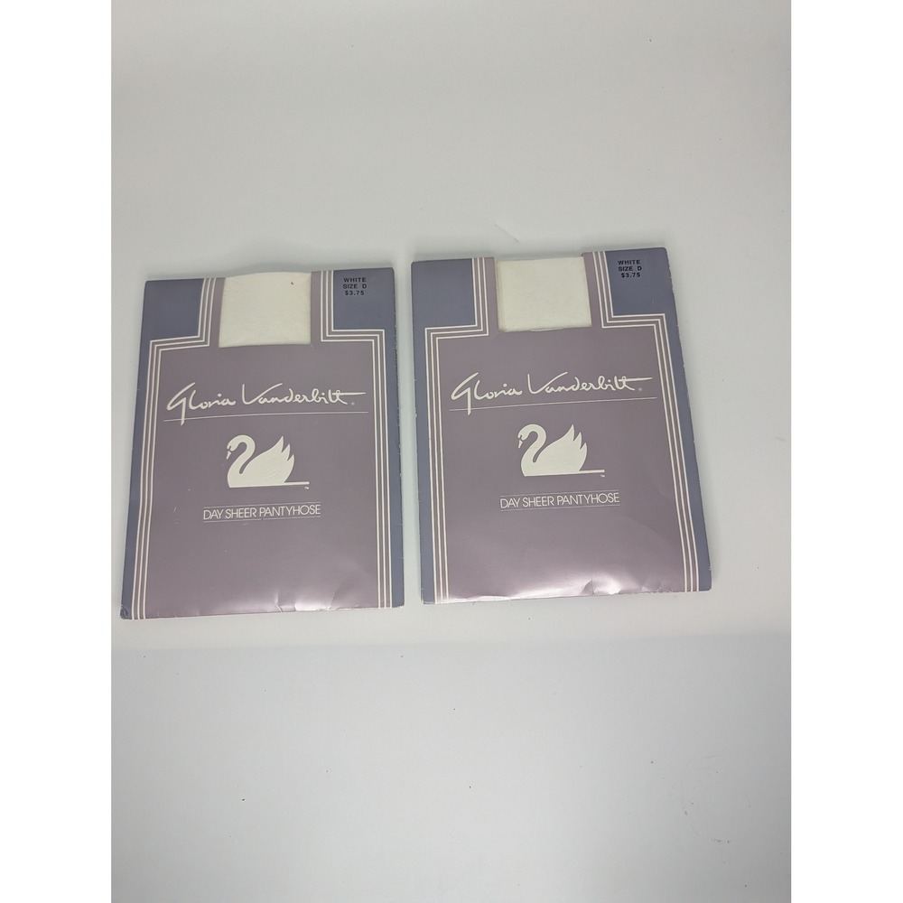 Lot of 2 Gloria Vanderbilt Day Sheer Pantyhose White Size D Made in the USA